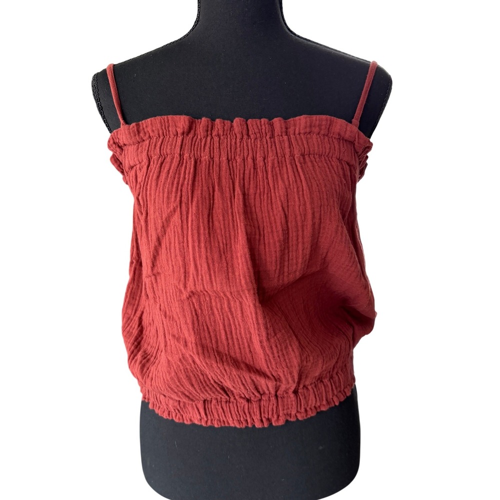 Anthropologie Gauze Smocked Hem Spaghetti Strap Cami Size XS Boho Tube Top